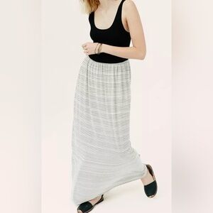 LOFT Lou & Grey Finestripe Maxi Dress XS/Small Oatmeal Heather Striped Stretch